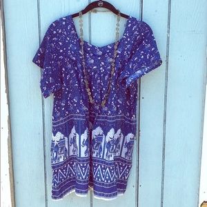 Blue Flowey Floral and Elephant Blouse